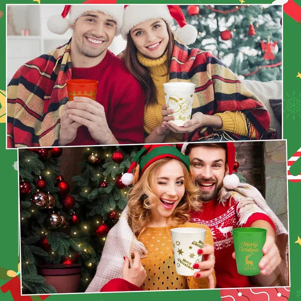 Christmas Plastic Tumblers Set of 12 – 16oz Reusable Party Cups – LumiqHome