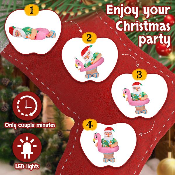 5.9ft LED Inflatable Hawaii Santa Claus - Outdoor Yard Christmas Decoration - LumiqHome