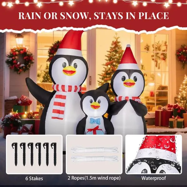 6ft LED Inflatable Penguin Family - Outdoor Yard Christmas Decoration - LumiqHome