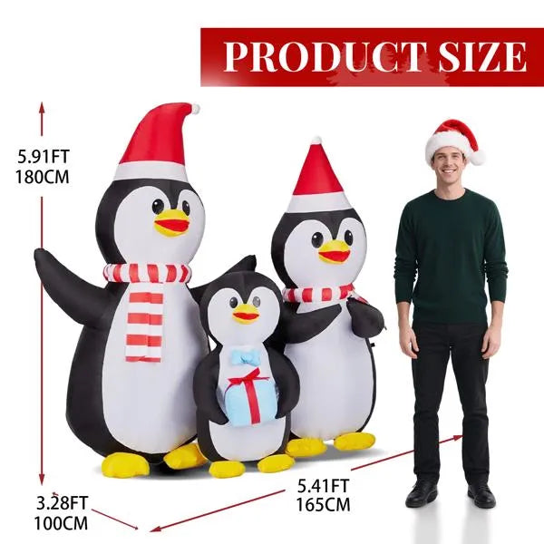 6ft LED Inflatable Penguin Family - Outdoor Yard Christmas Decoration - LumiqHome