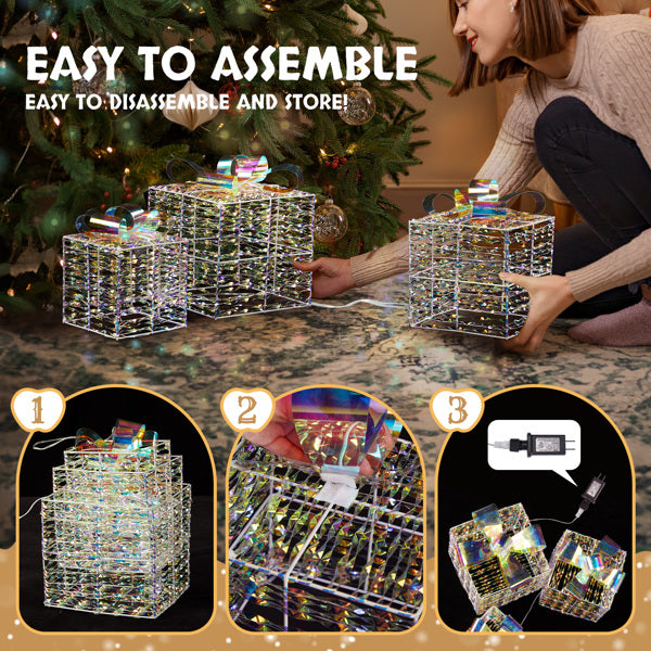3pcs 7.5in-6.3in-5in Colorful Gift Box, Christmas Light – LumiqHome