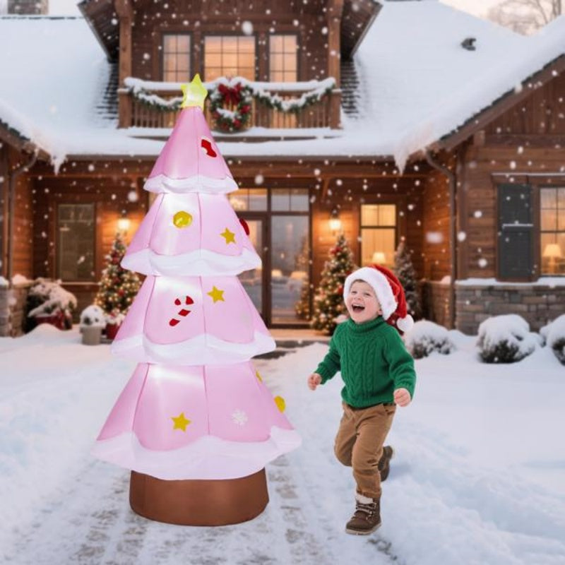 7.2ft LED Inflatable Pink Christmas Tree - Outdoor Yard Decoration - LumiqHome
