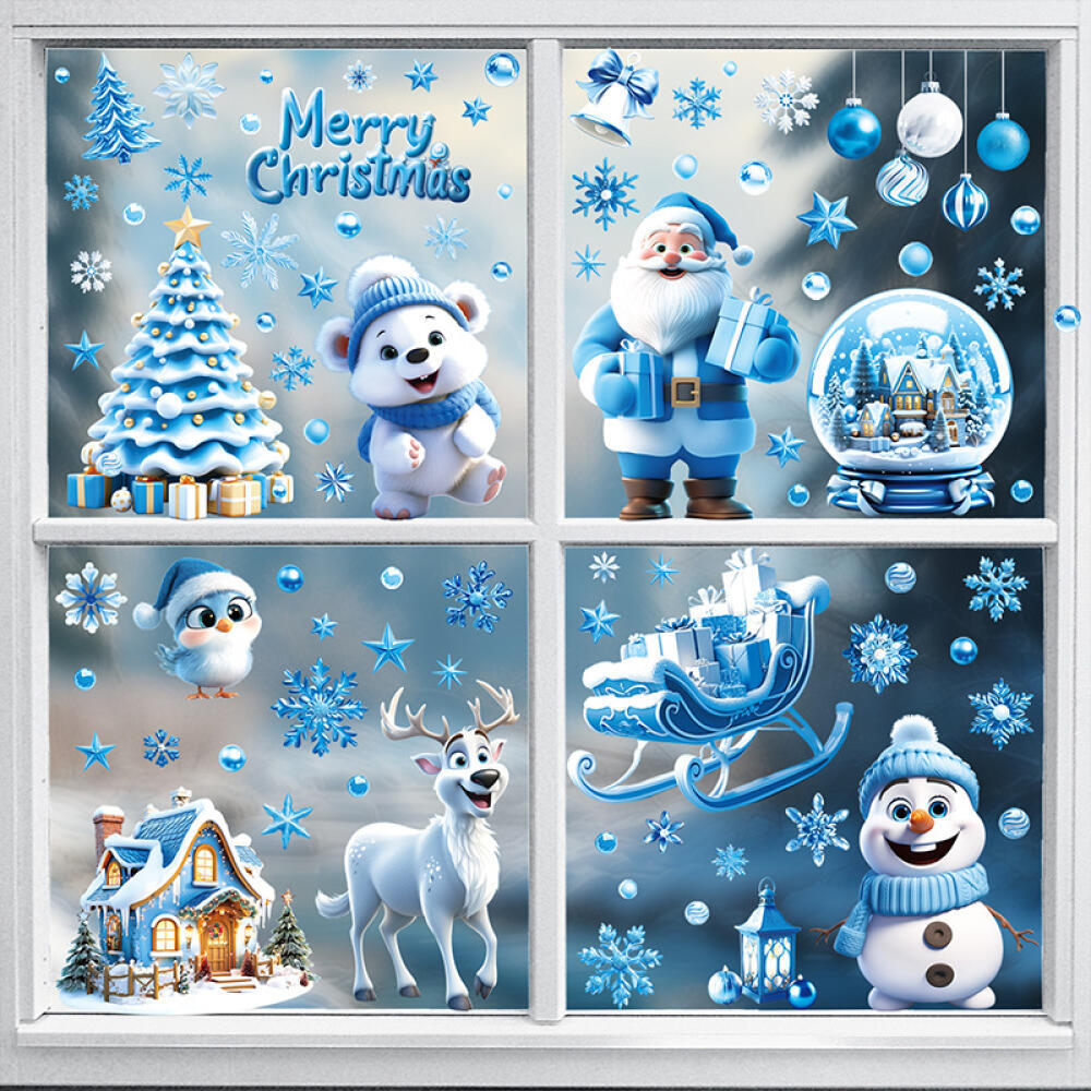 9 Sheets Christmas Snowflakes Window Decals Winter Blue by LumiqHome – elegant holiday home décor in a cozy setting