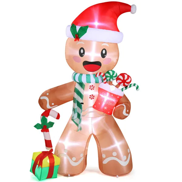 7.9ft LED Inflatable Gingerbread Man - Outdoor Yard Christmas Decoration - LumiqHome