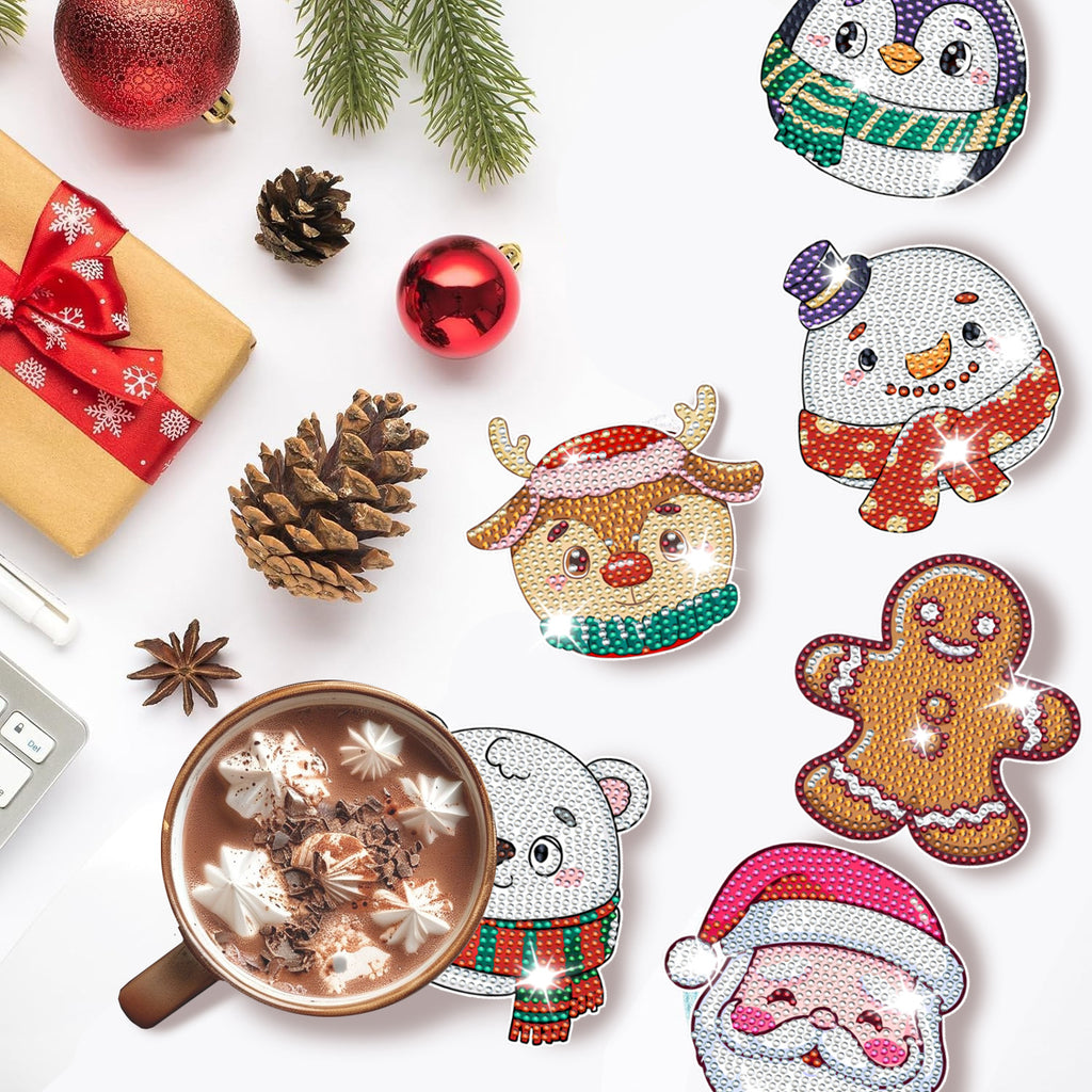 6Packs Christmas Rhinestones Art Coaster by LumiqHome – elegant holiday home décor in a cozy setting