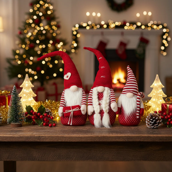 4PCS Set Tall Christmas Gnome Family Red Halloween Deco – LumiqHome