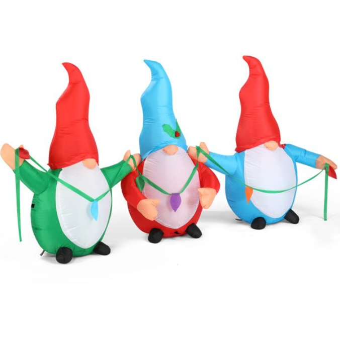 6.6ft LED Inflatable Three Christmas Gnomes Elves - Outdoor Yard Decor - LumiqHome