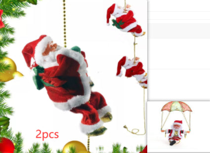 Electric Santa Claus climbing ladder close-up ornaments LumiqHome