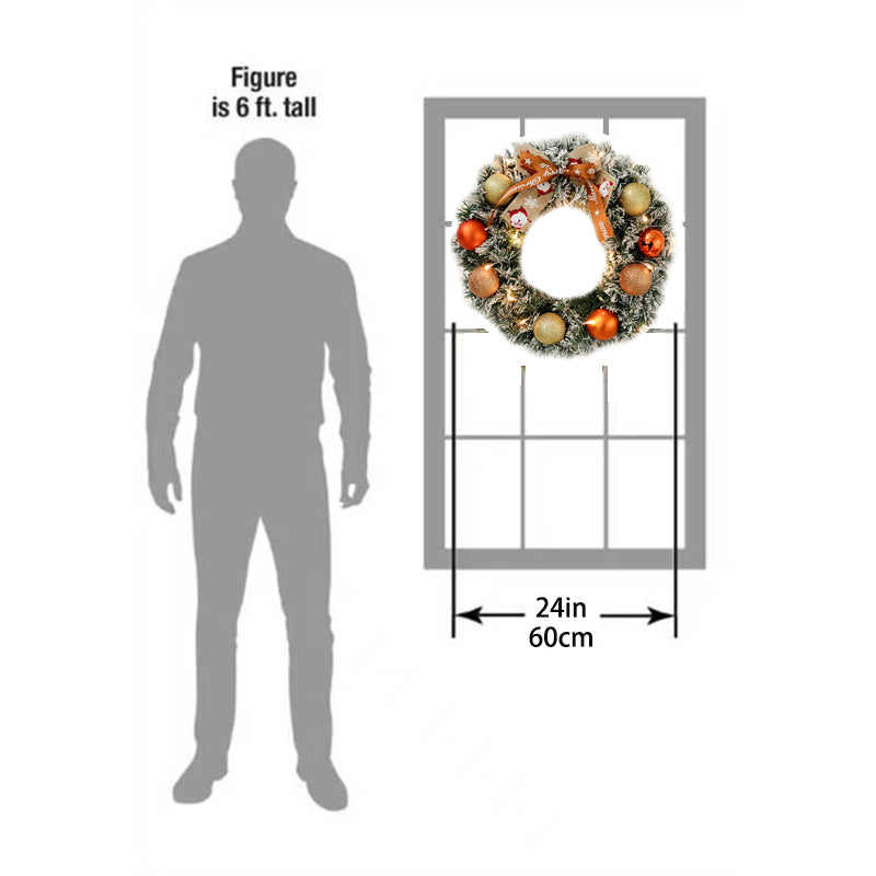 60cm Christmas Wreath With Glitter Balls & LED Lights - – LumiqHome