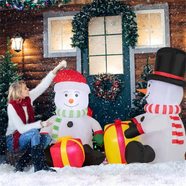5 Feet Snowman Christmas Inflatables With Gift Boxes – LumiqHome