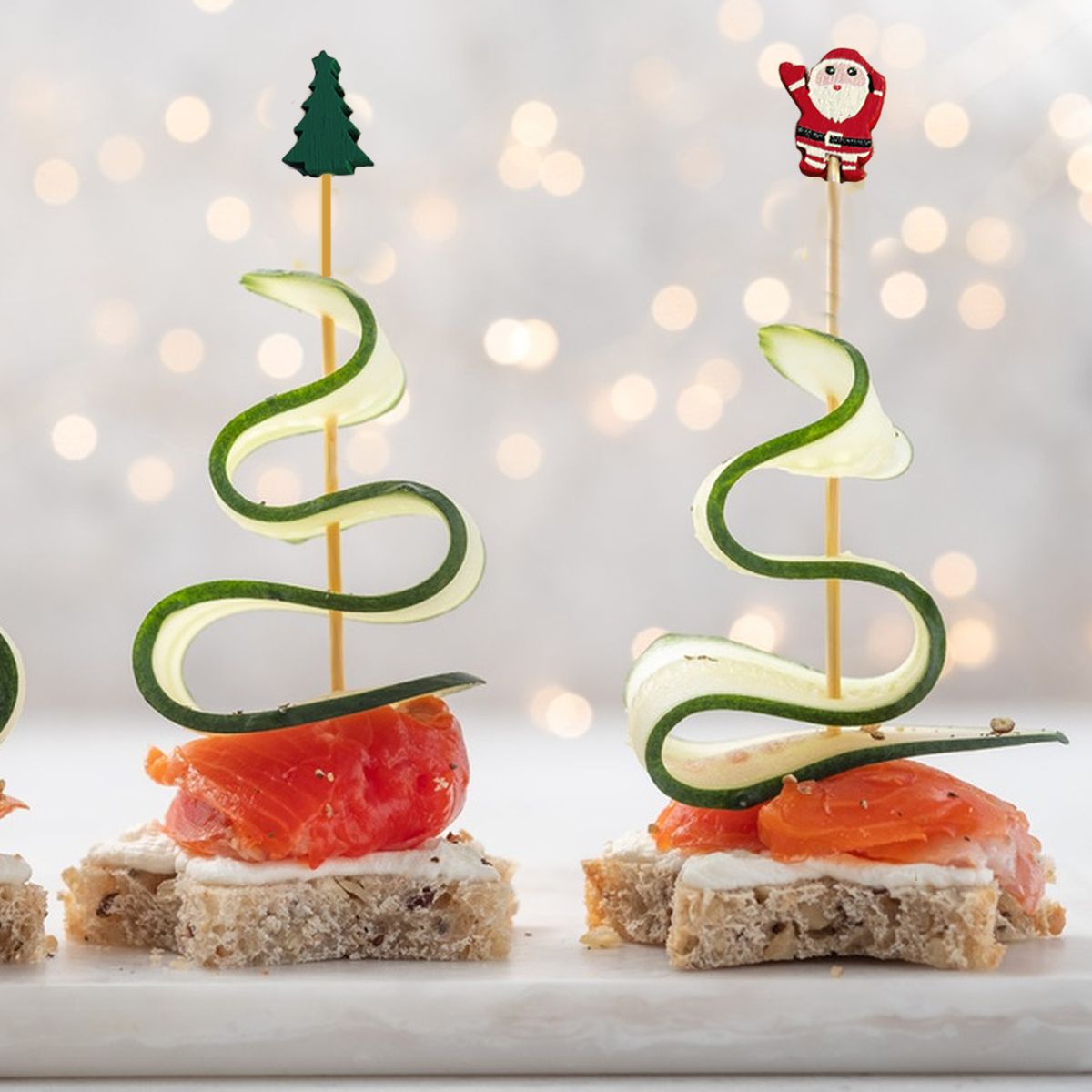 Christmas Cocktail Picks – Disposable Bamboo Decorative Skewers – LumiqHome