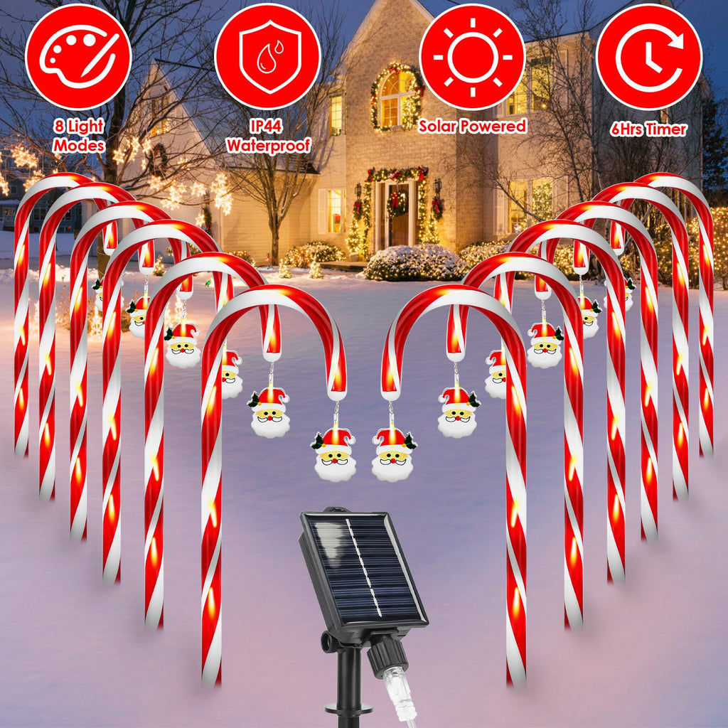 1Set Solar Christmas Candy Cane Lights With 12 Candies – LumiqHome