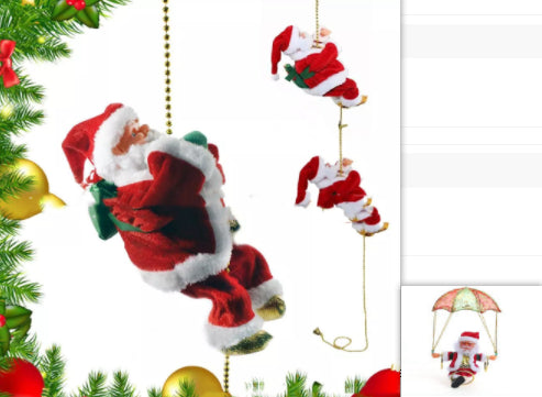 Electric Santa Claus climbing ladder lifestyle decorated tree LumiqHome