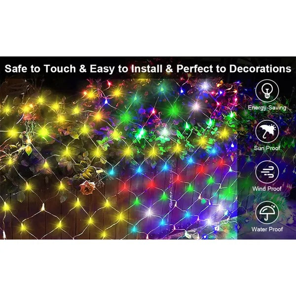 Christmas LED Mesh Net Lights - 9.8x6.5ft 360 LEDs 8 Modes Remote - LumiqHome