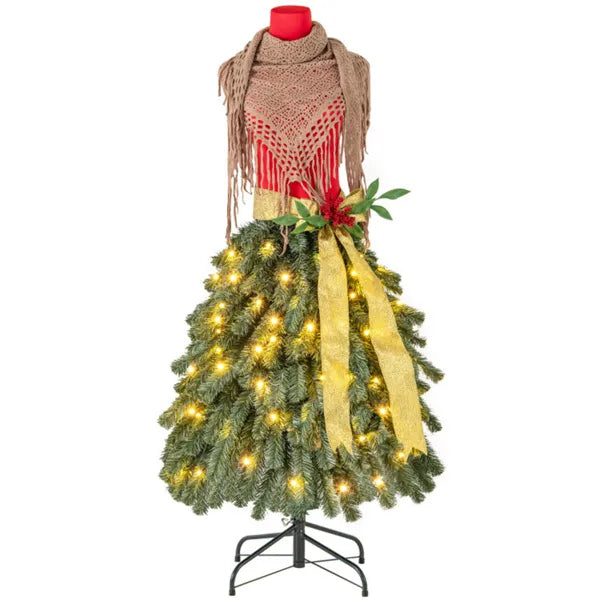 5 FT Pre-lit Mannequin Artificial Christmas Tree Dress – LumiqHome