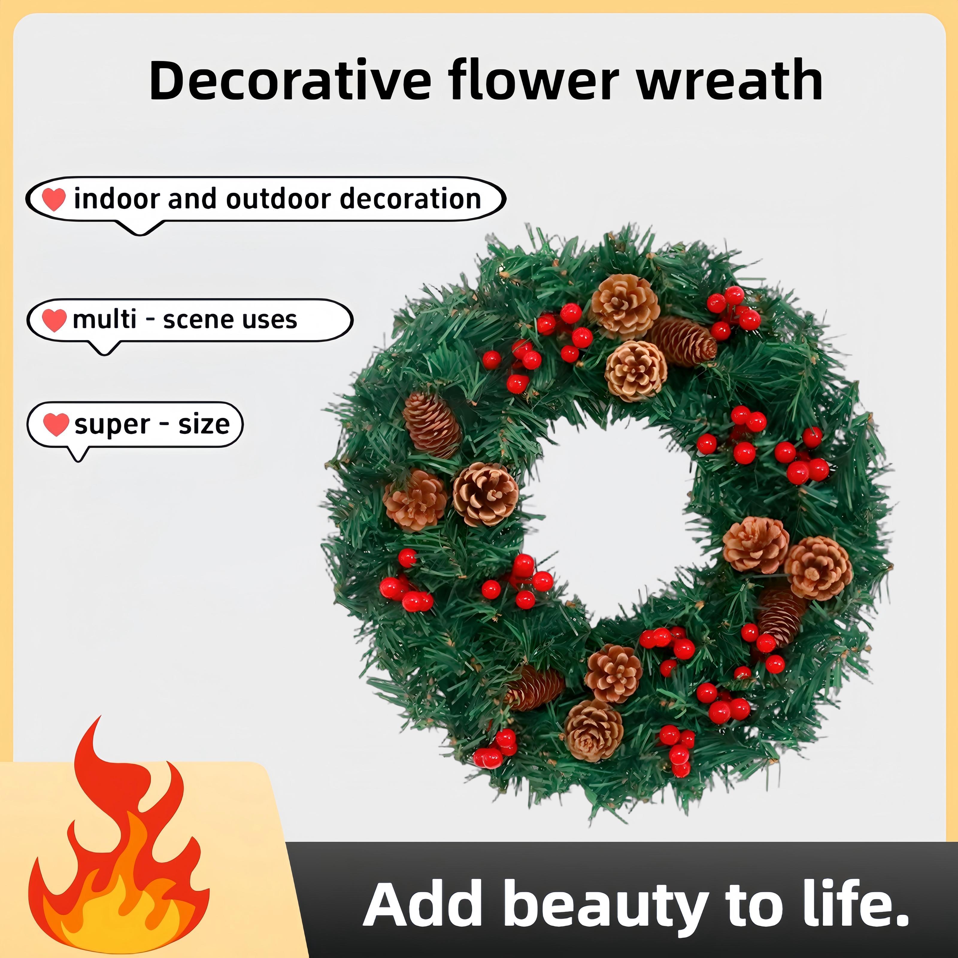 24 - Inch Christmas Wreath. Unlit, Yellow - Lit, Colorf by LumiqHome – elegant holiday home décor in a cozy setting