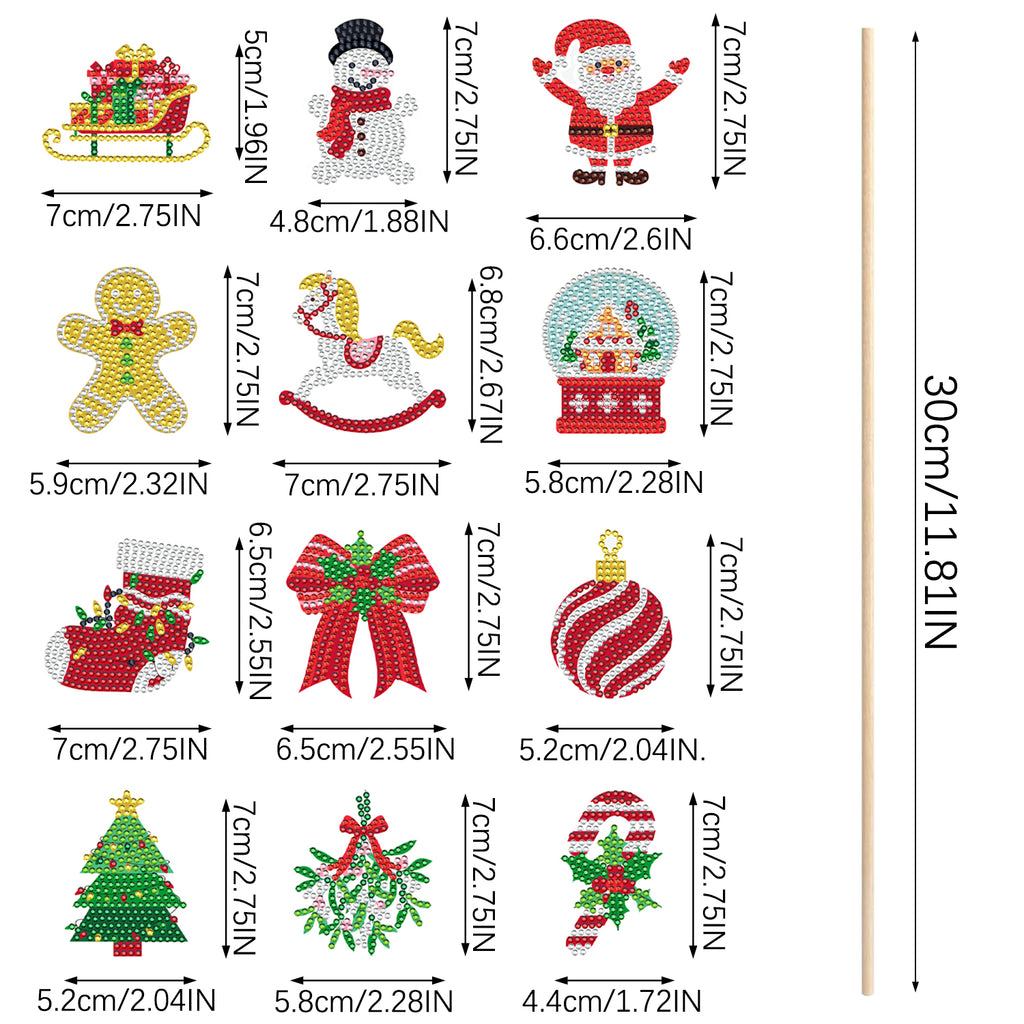 Christmas Rhinestone Painting Kits Set of 12 - DIY Festive Craft - LumiqHome