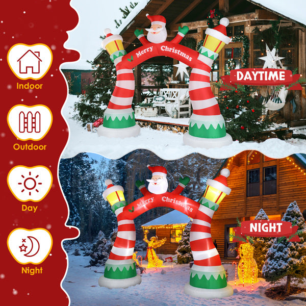 8.9ft Christmas Inflatable Arch with 7 LED Lights & Drawstring Pockets - LumiqHome
