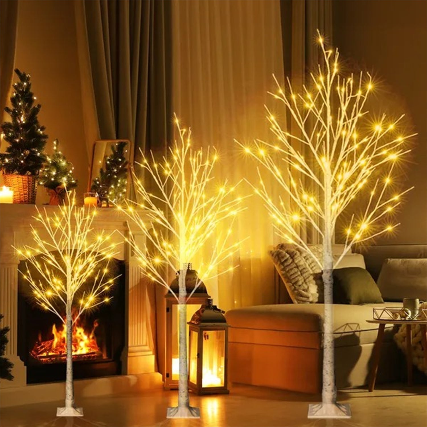 6 Feet 96 LED Lighted Birch Tree For Thanksgiving Decor – LumiqHome