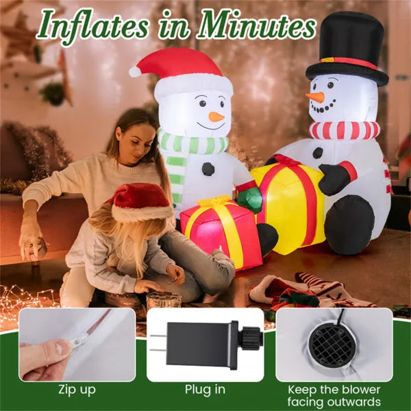 5 Feet Snowman Christmas Inflatables With Gift Boxes – LumiqHome