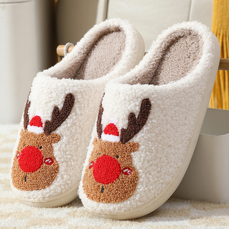 Winter warm Christmas elk cotton slippers colorful lifestyle hand LumiqHome