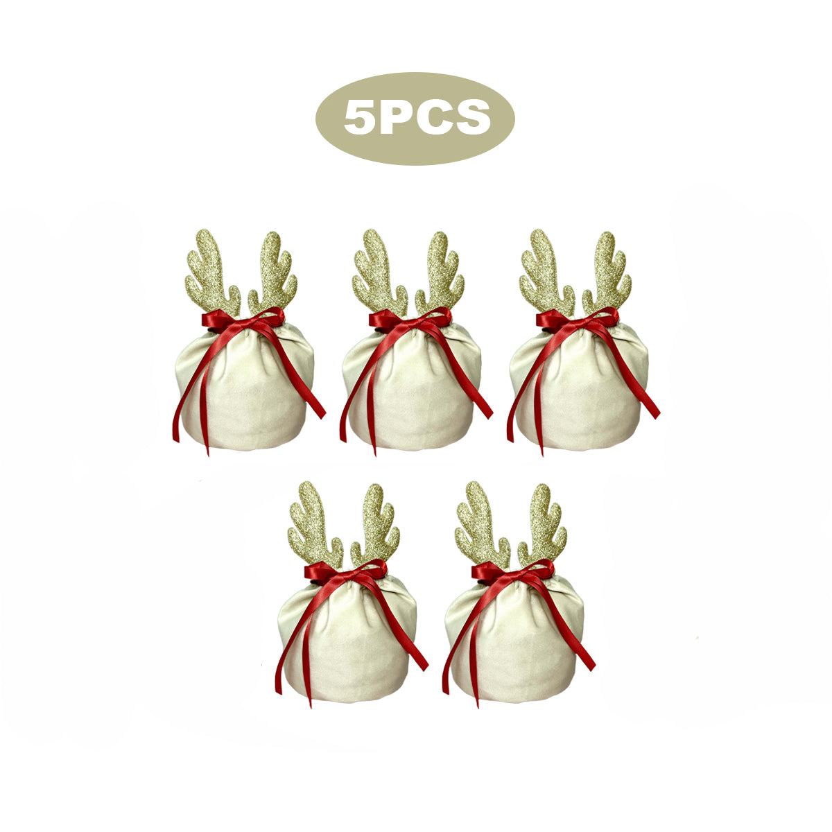 5 Pcs Christmas Antler Gift Bags – LumiqHome
