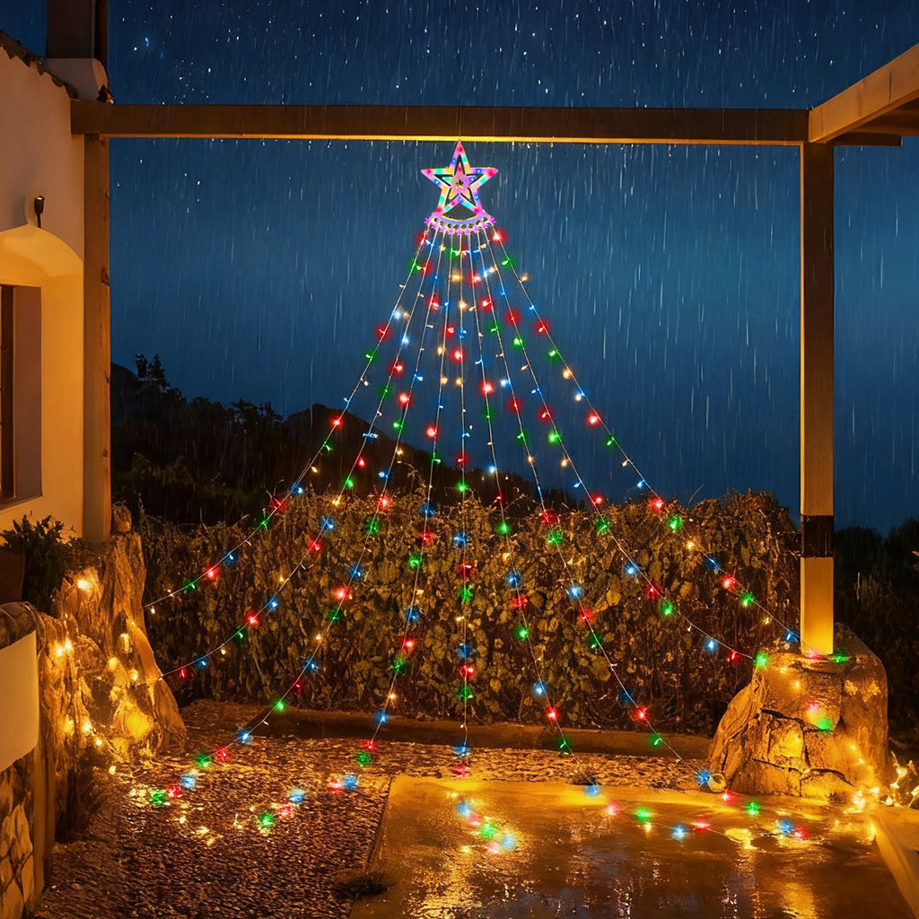 Christmas Star Waterfall Tree String Light – 350 LED Multicolor – LumiqHome