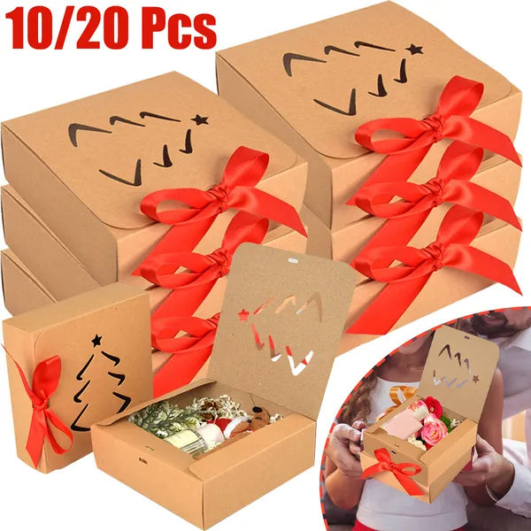 10 Pcs Christmas Gift Boxes With Lids And Red Ribbon Ho by LumiqHome – elegant holiday home décor in a cozy setting