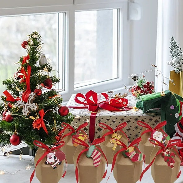 24 Pcs Christmas Gift Boxes With Ribbon And Cards Carto by LumiqHome – elegant holiday home décor in a cozy setting