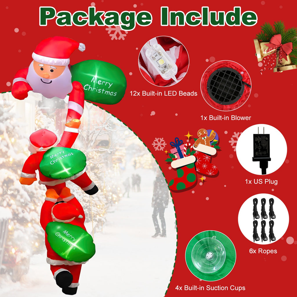 1Pc 8FT Climbing Inflatable Santa Claus With Light Hang – LumiqHome
