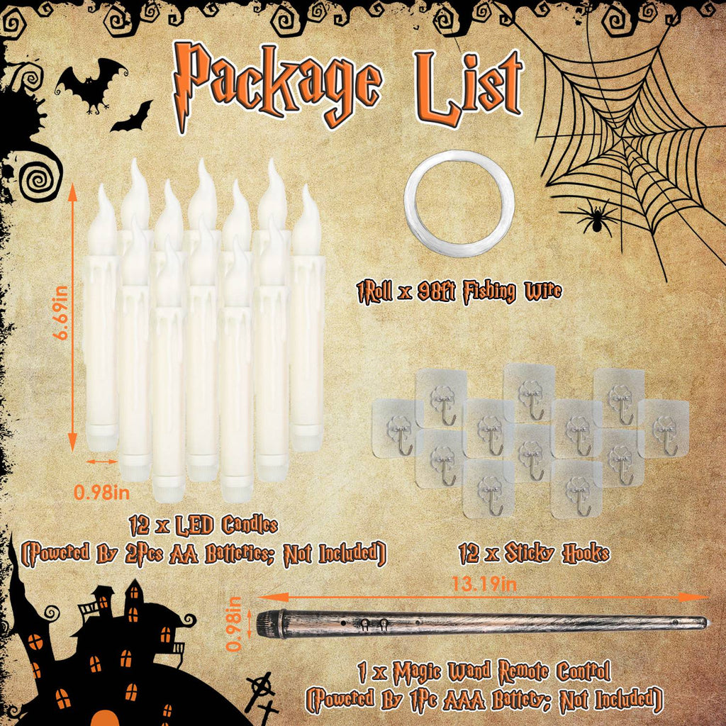 Flameless Floating Candles Set of 12 - LED Magic Hanging Candles with Remote - LumiqHome