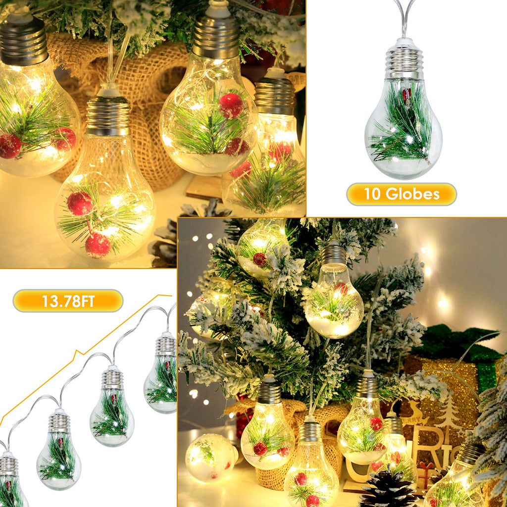 1Pc 13.78FT Christmas Snow Globe String Light Battery P – LumiqHome