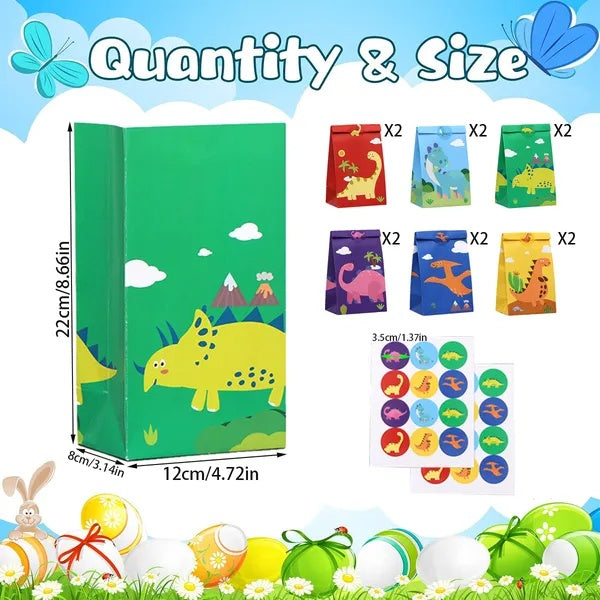 12Packs Christmas Dinosaur Candy Bags With 24Pcs Sticke by LumiqHome – elegant holiday home décor in a cozy setting