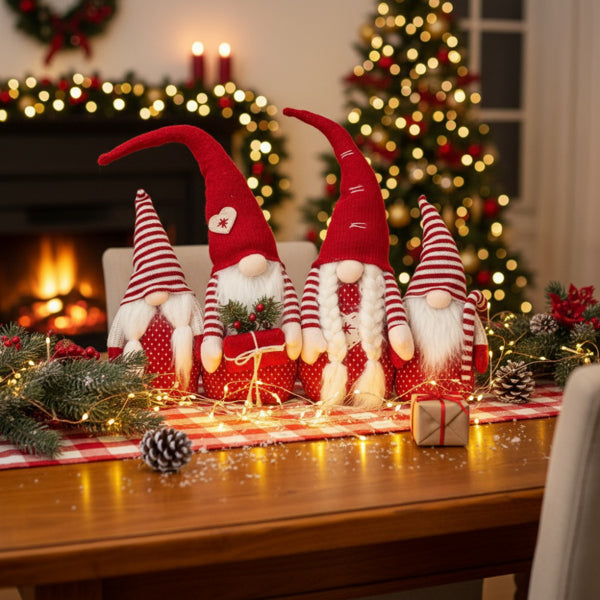 4PCS Set Tall Christmas Gnome Family Red Halloween Deco – LumiqHome