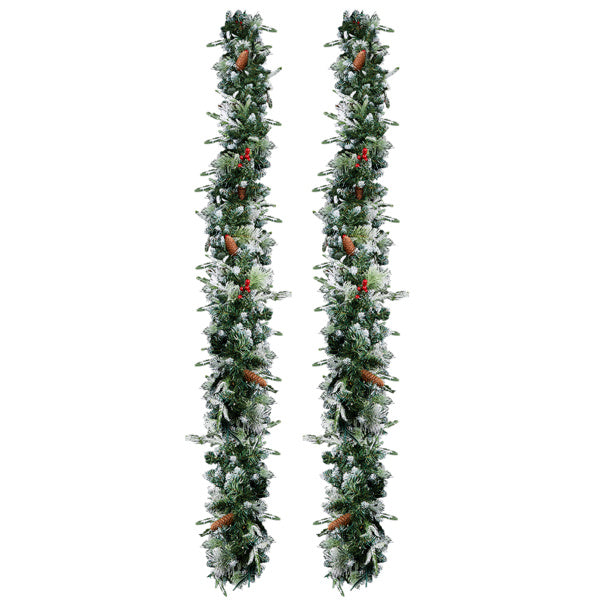 2 Pack 9FT Pre-lit Snow Flocked Christmas Garland, Ligh by LumiqHome – elegant led christmas décor in a cozy setting