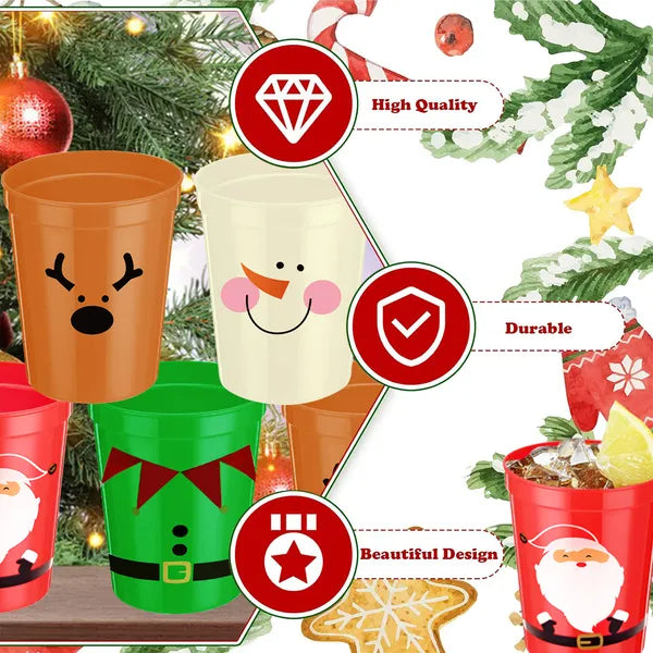 Christmas Drink Cups Set of 12 - 4 Festive Patterns - LumiqHome