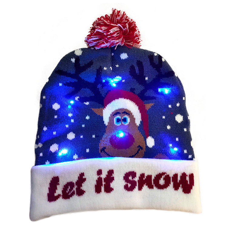 LED Christmas knitted beanie Let it Snow design – light up winter hat LumiqHome
