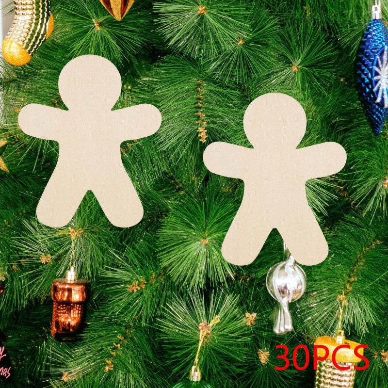30 Pieces Of Unpainted Gingerbread Man Slices For Paint by LumiqHome – elegant holiday home décor in a cozy setting