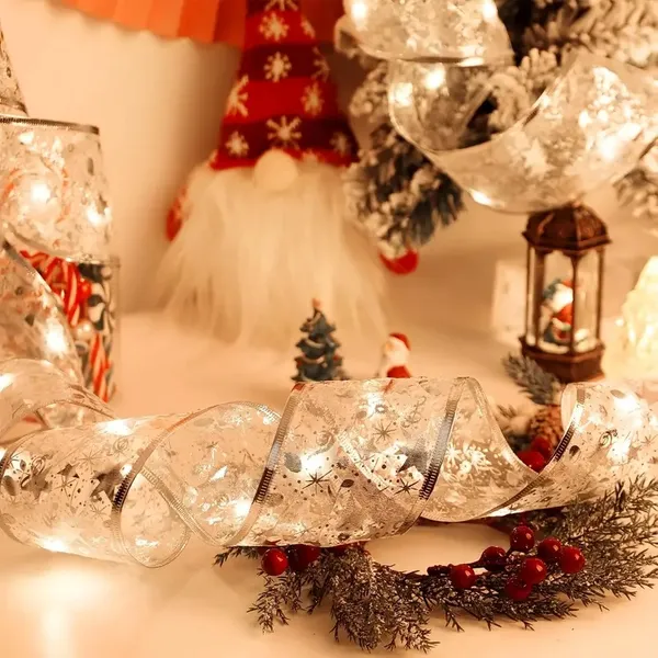 Christmas Tree Ribbon - 32ft LED Ribbon in Gold & Silver - LumiqHome