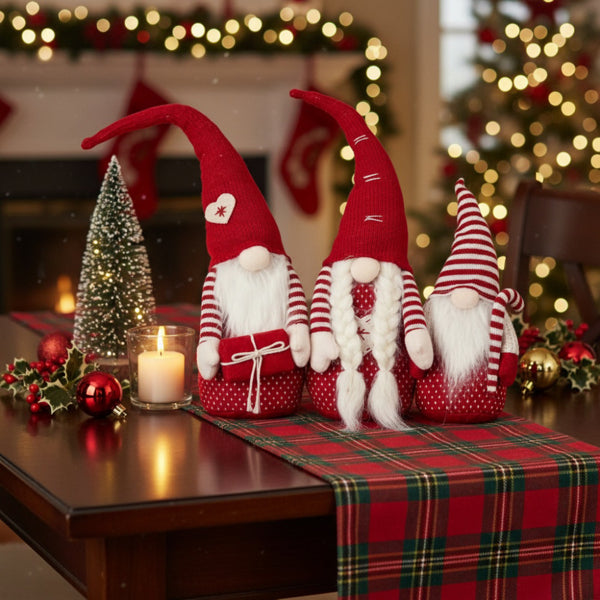 4PCS Set Tall Christmas Gnome Family Red Halloween Deco – LumiqHome