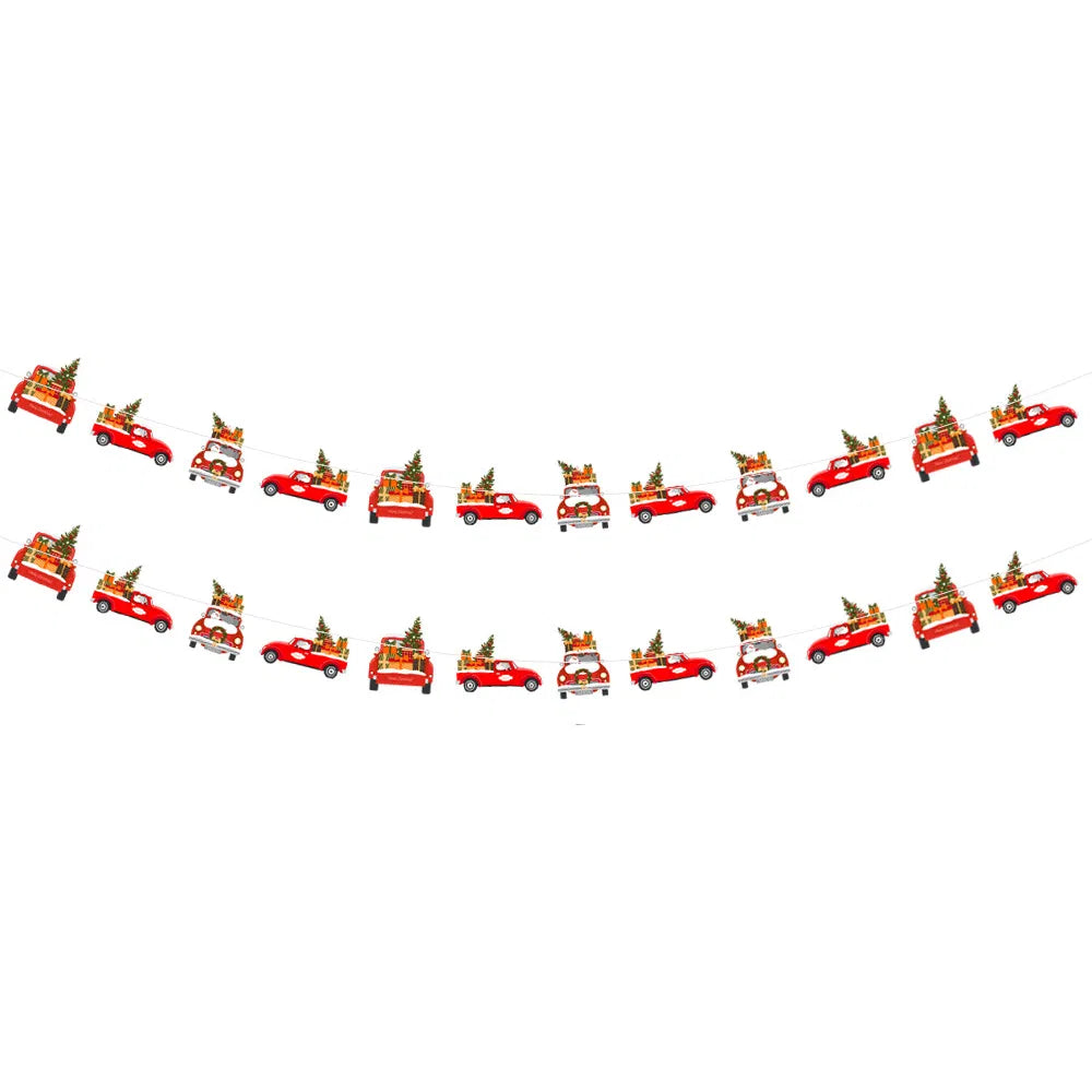 Christmas Paper Banner Bunting Garland Set of 24 - Gingerbread Snowman Car Sweater - LumiqHome