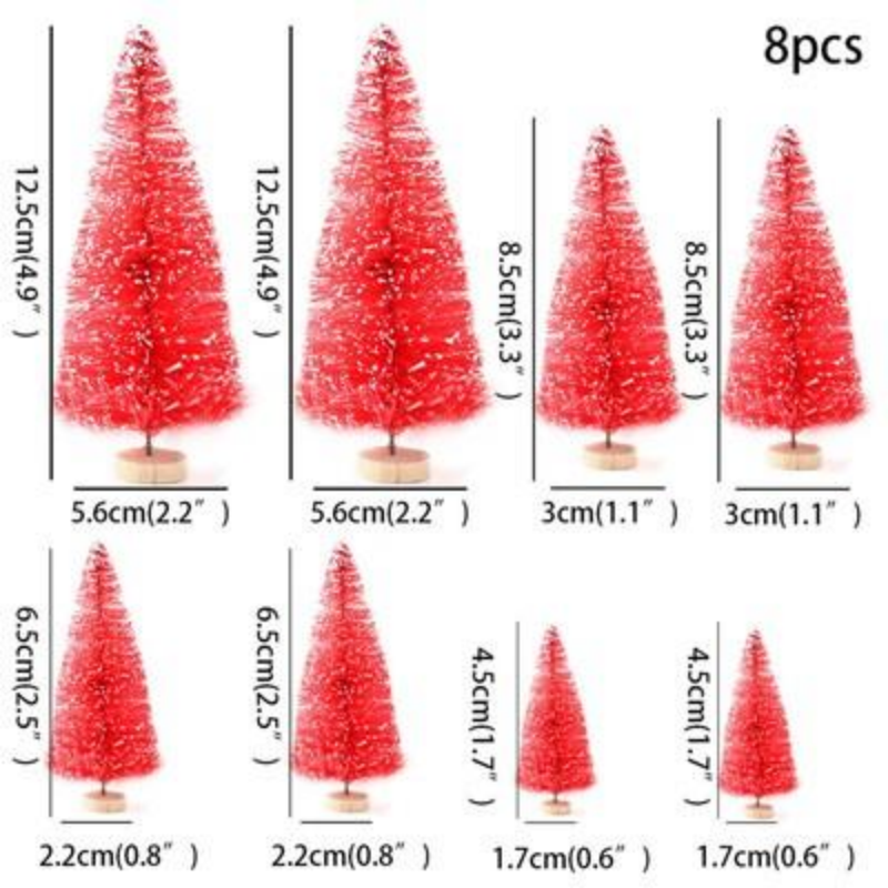 Mini Artificial Christmas Trees Set of 8 - Fairy Garden DIY Crafts - LumiqHome