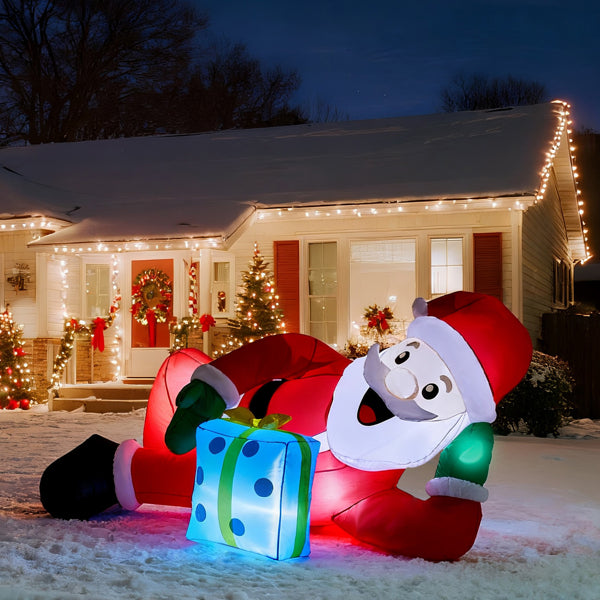 7ft LED Inflatable Santa Lying on Floor - Funny Outdoor Yard Christmas Decor - LumiqHome