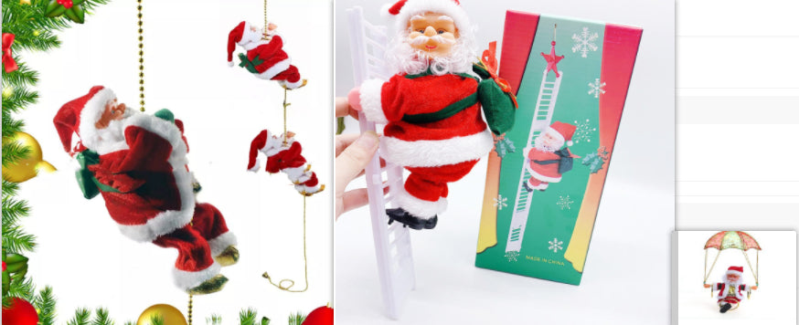 Electric Santa Claus climbing ladder 2-pack front packaging LumiqHome