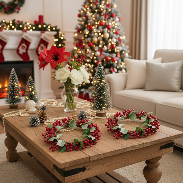 3PCS Set Christmas Door Wreath With Pine Cones & Greene – LumiqHome