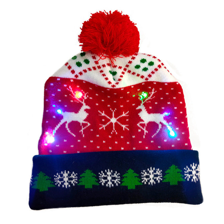 LED Christmas knitted beanie reindeer design with LED lights – festive hat LumiqHome
