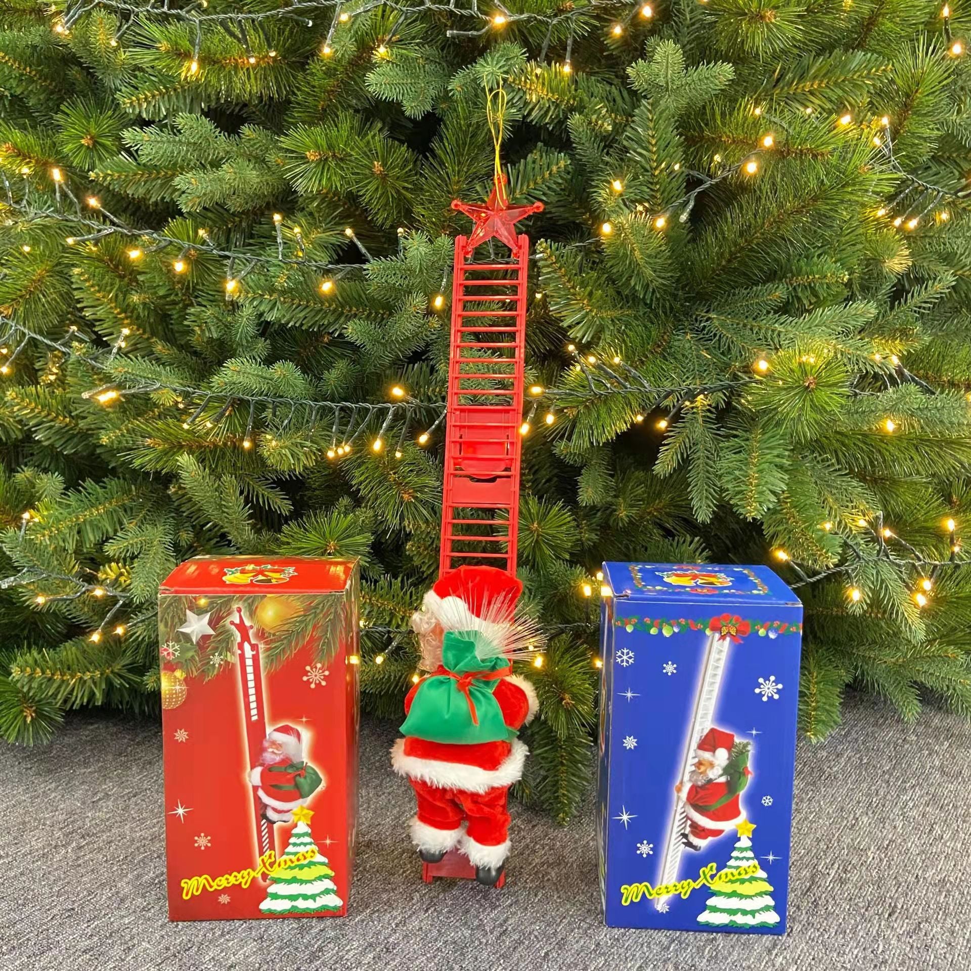 Santa Claus climbing ladder 3-piece bundle – festive Christmas decor LumiqHome