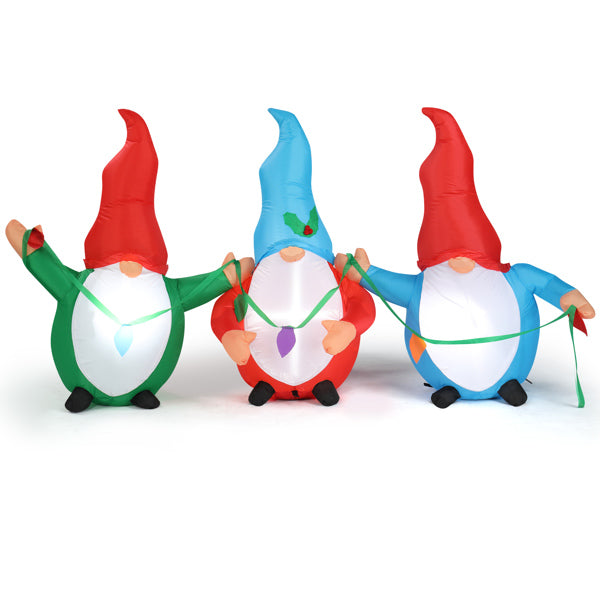 6.6ft LED Inflatable Three Christmas Gnomes Elves - Outdoor Yard Decor - LumiqHome