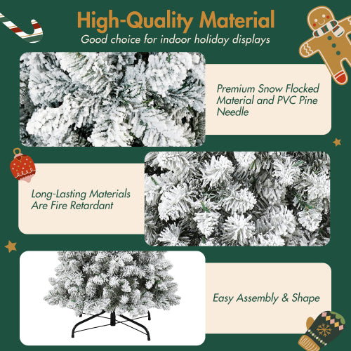 Snow Flocked Artificial Christmas Tree Set of 3 - 4ft 5ft 6ft Pre-Lit - LumiqHome