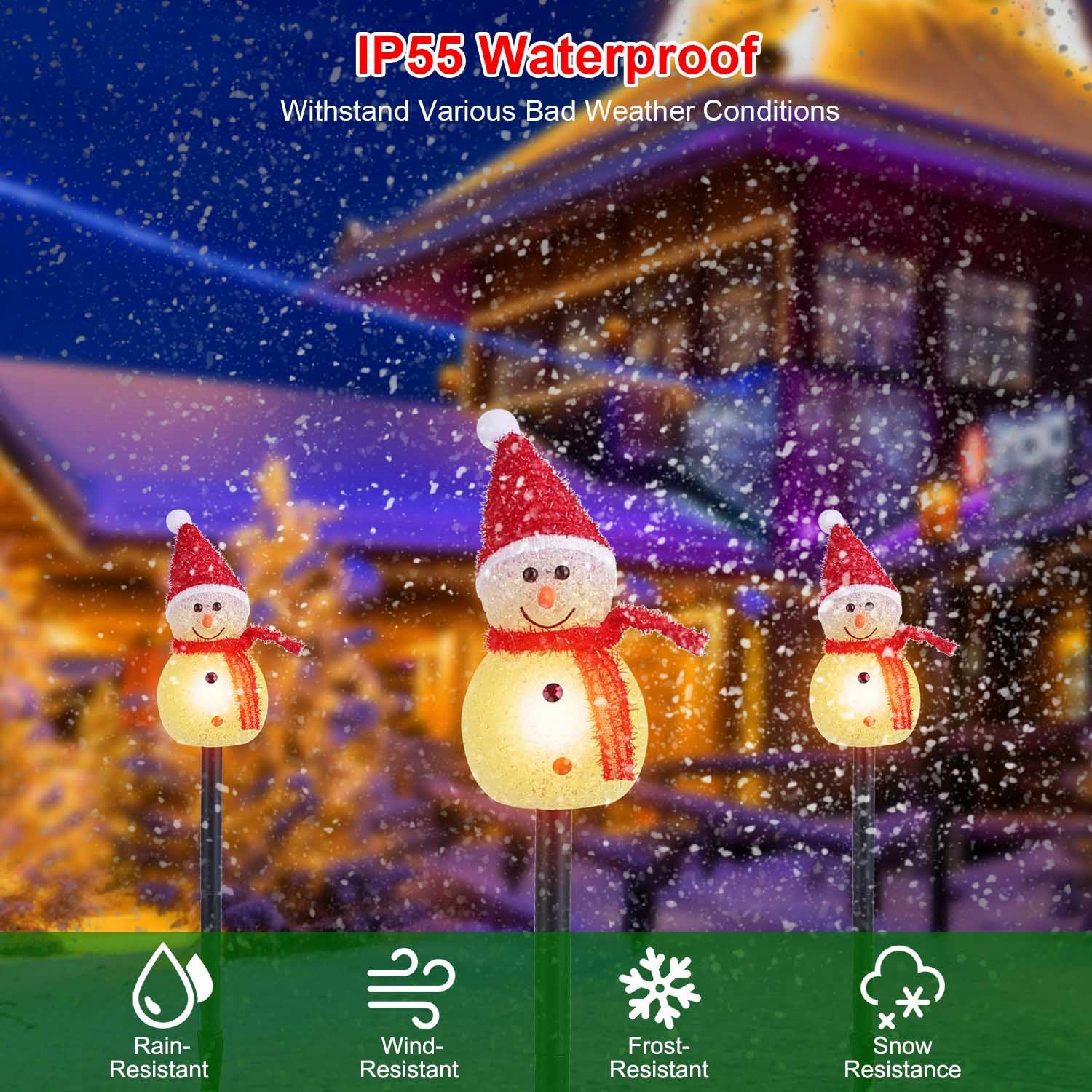1Pc Solar Powered Lamp 3 Snowmen Outdoor Decorative Chr – LumiqHome